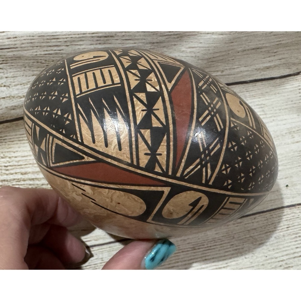 Pottery Signed Silvia Rodriguez Seed Pot Pod Native American Vessel Tb10 - Picture 3 of 8